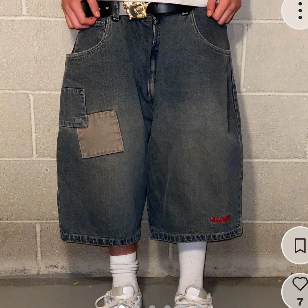 Vintage 90s Y2K Bugle Boy Denim Jean Shorts Wide Leg Baggy Shorts Size 34 - Picture 8 of 8